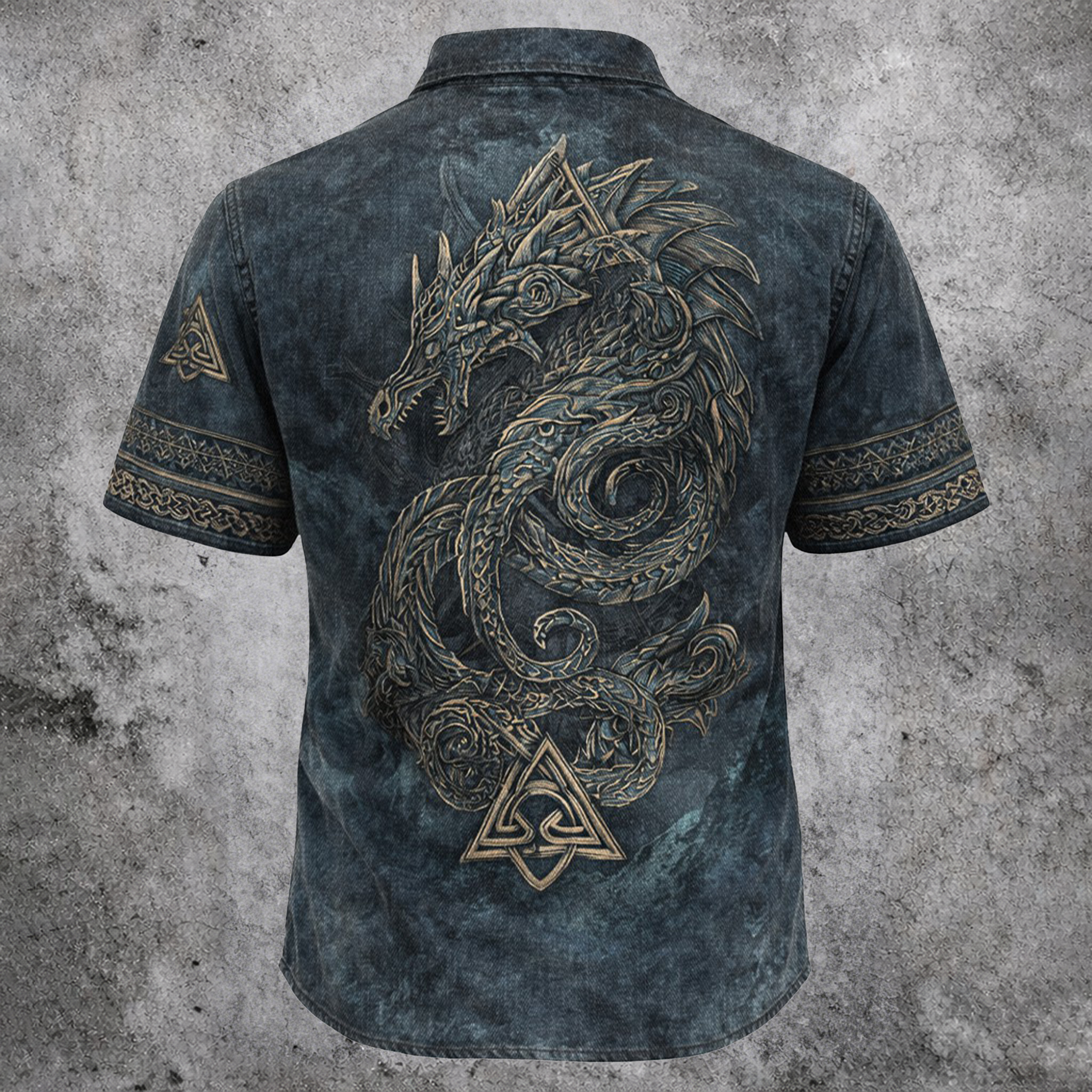 Dragon Grey Denim Pocket Shirt - NorseKin front view