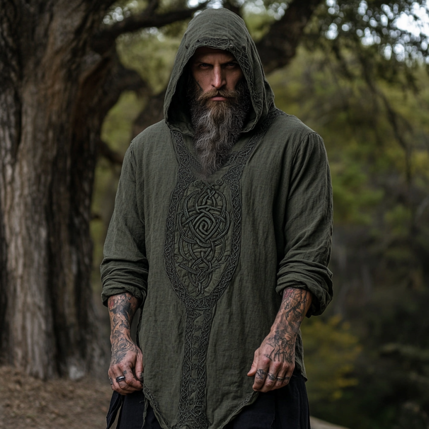 Celtic Jacquard Woven Hooded Shirt - NorseKin detail view 2