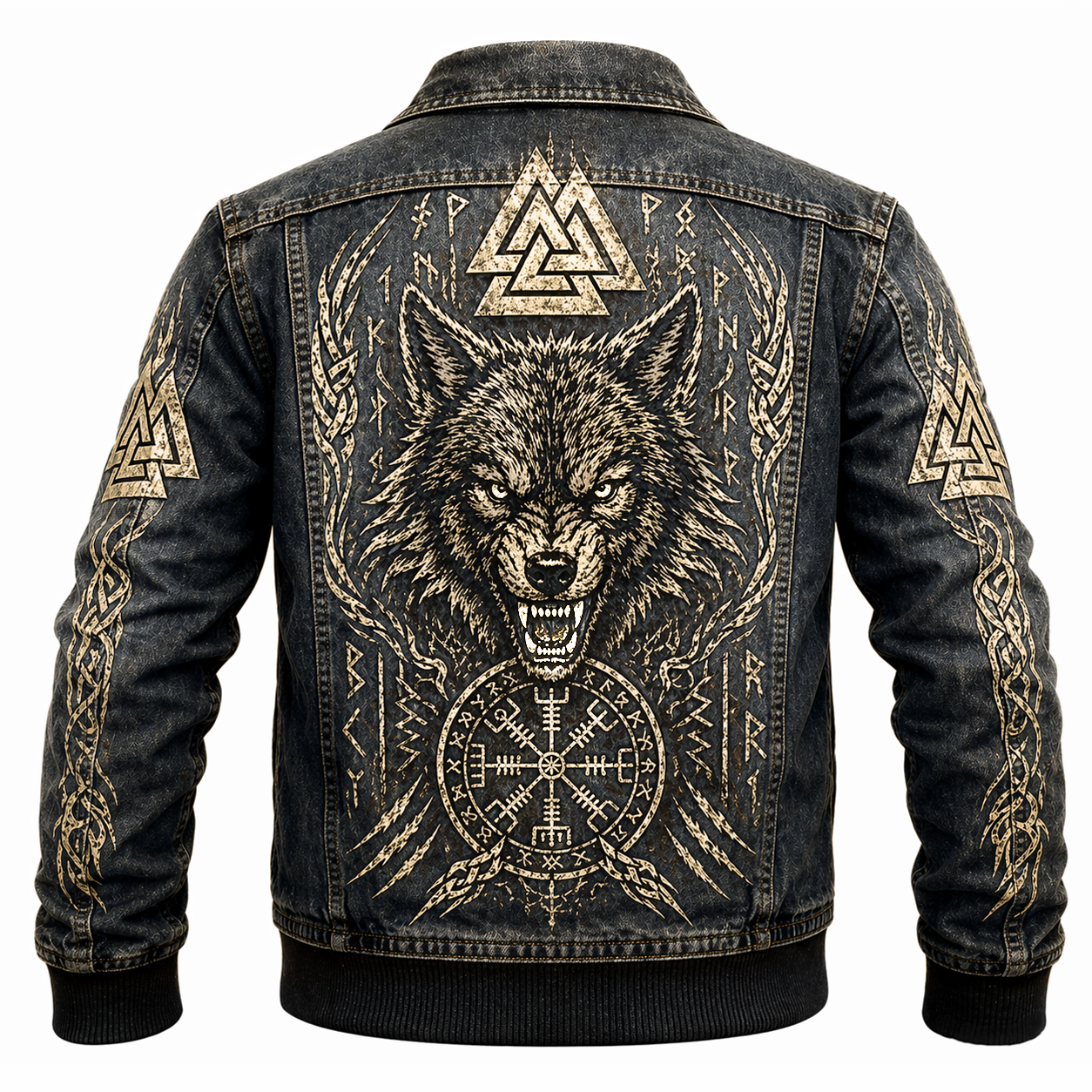 Wolf Distressed Jacket - NorseKin front view