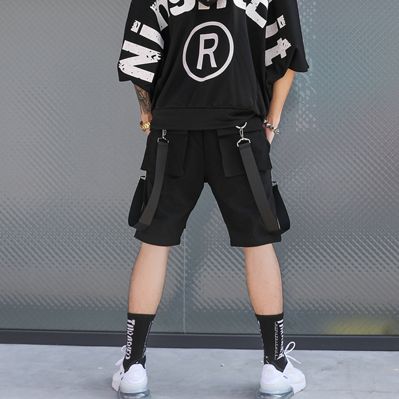 Strapped Drawstring Black Shorts Pants - NorseKin detail view 3