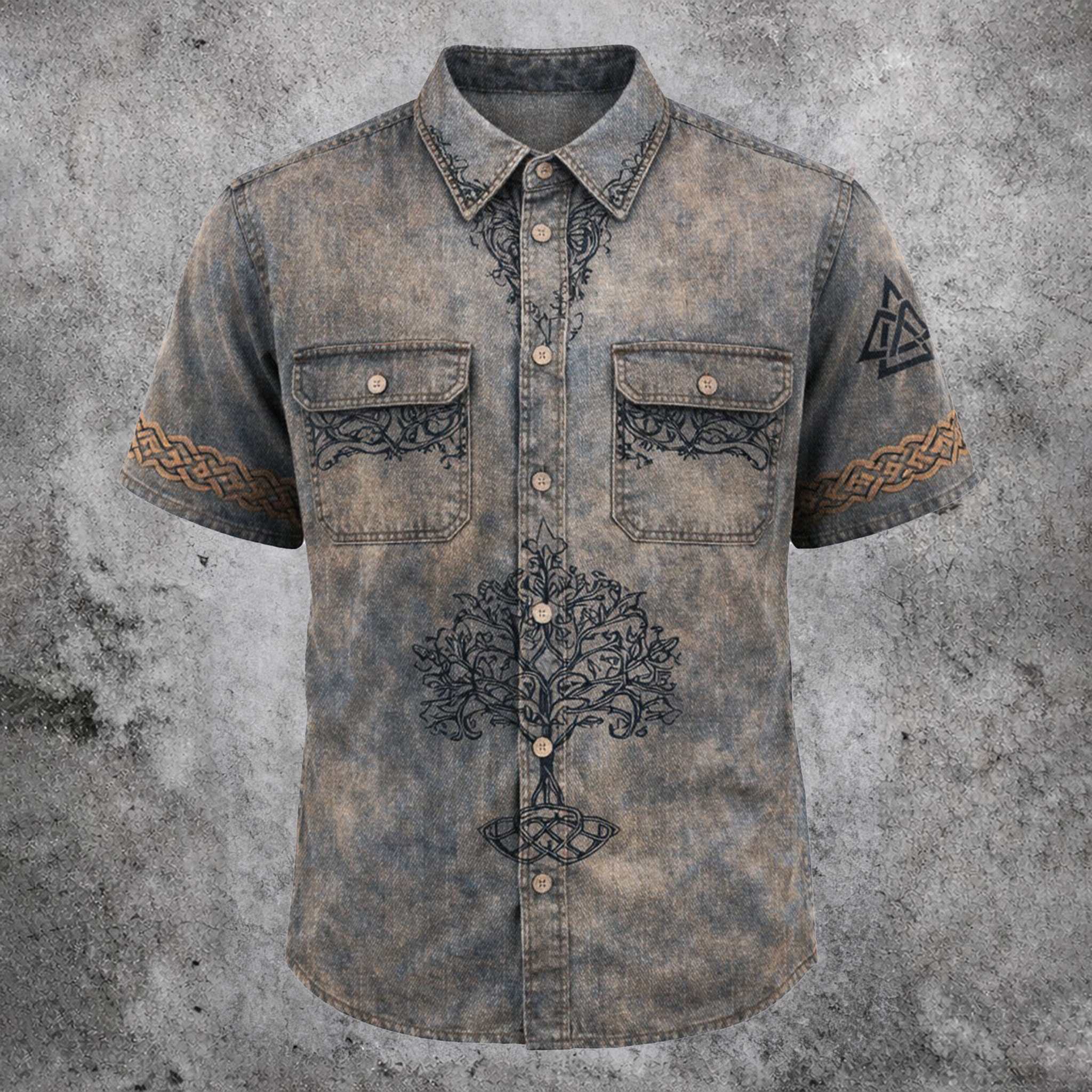 Yggdrasil Grey Shirt - NorseKin front view