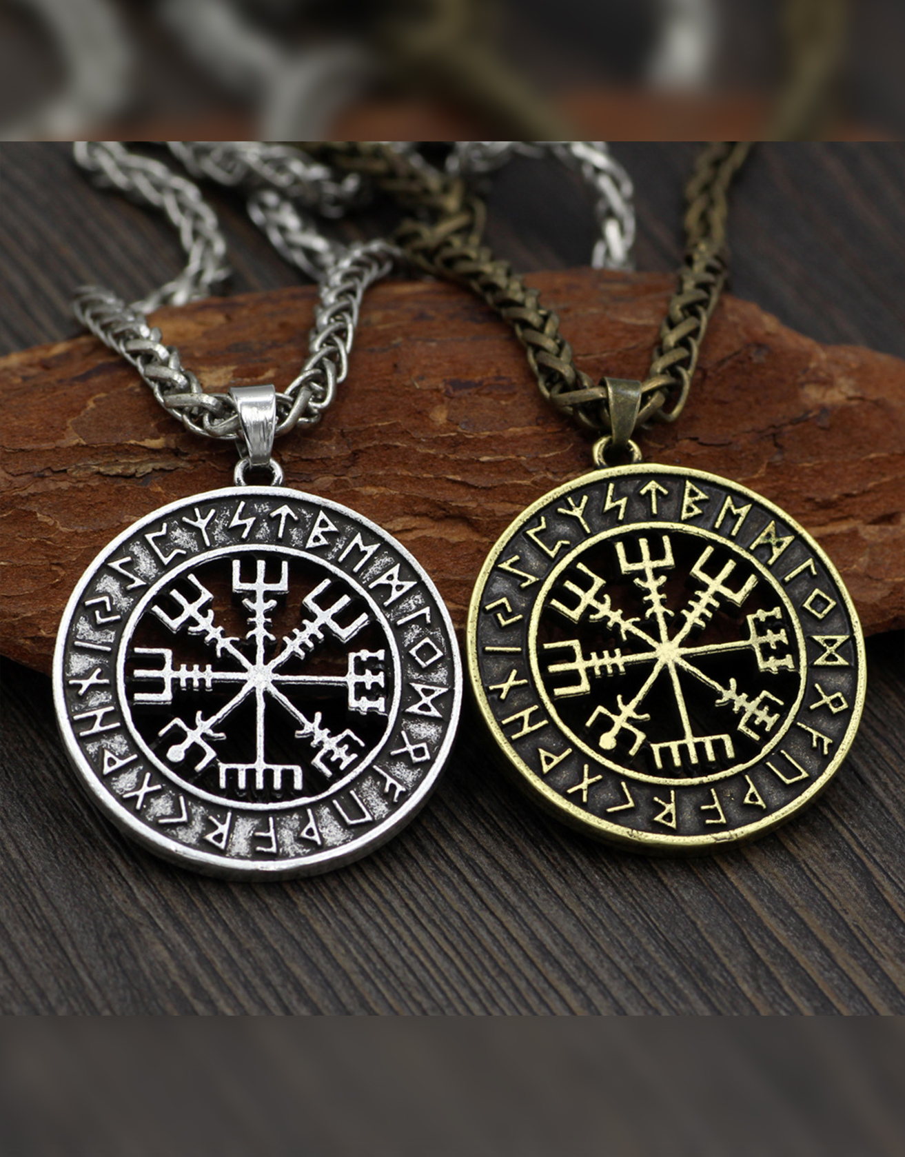 Odin Norse Compass Pendant Necklace - NorseKin detail view 5