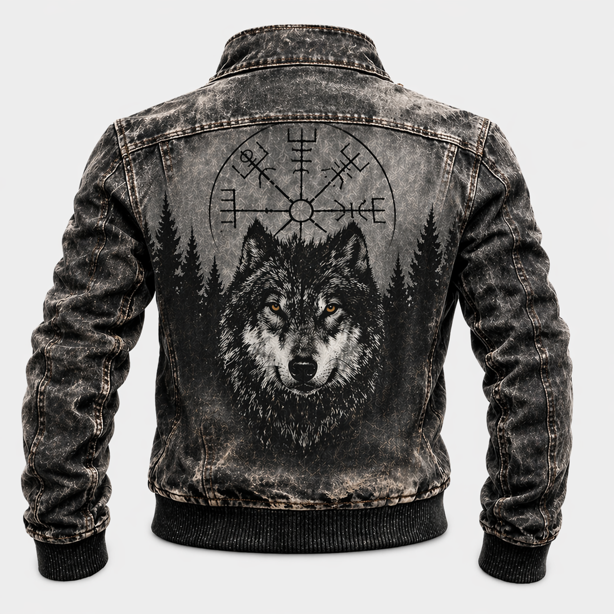 Wolf Distressed Jacket - NorseKin front view