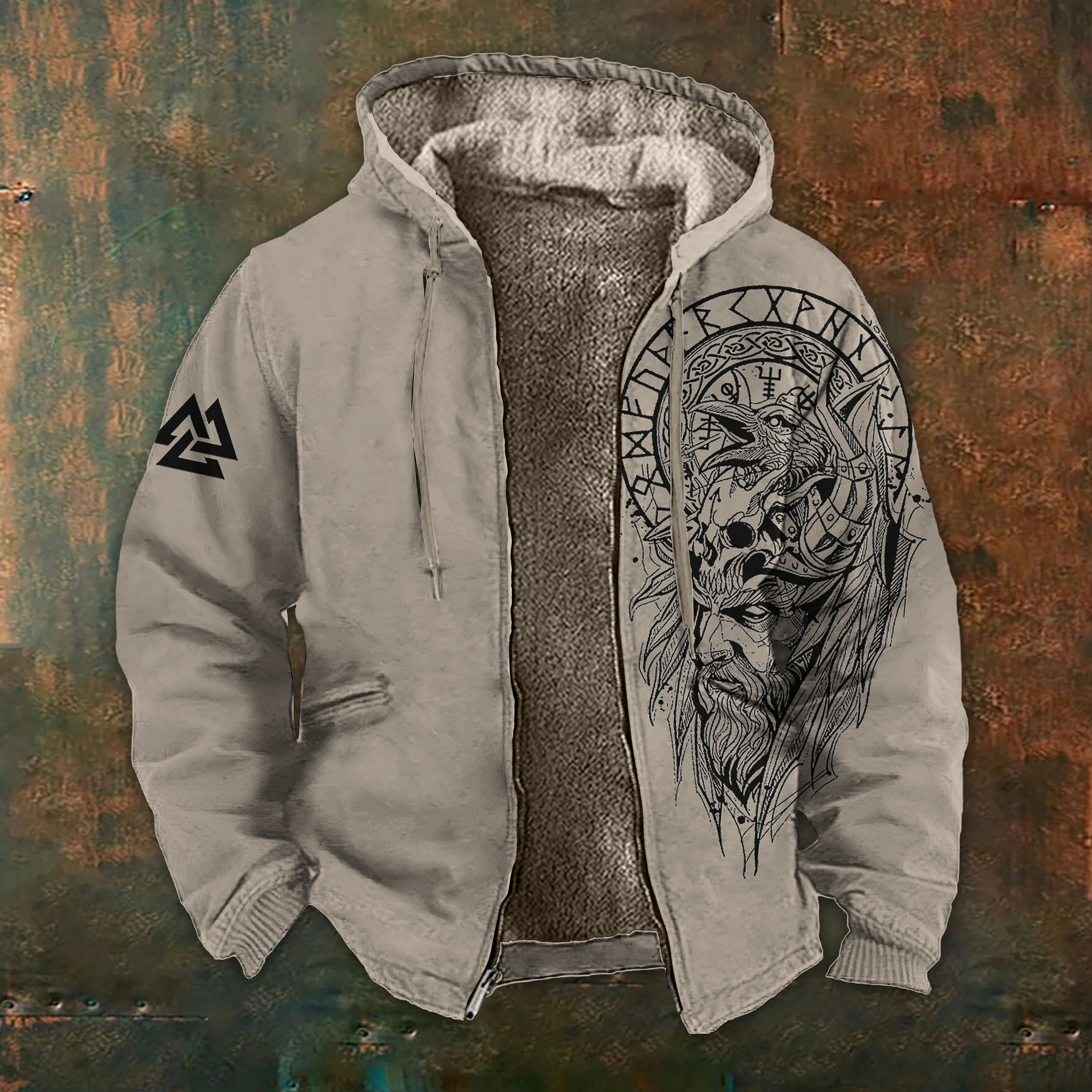 Viking Totem Full-Zip Sweatshirt - NorseKin detail view 4