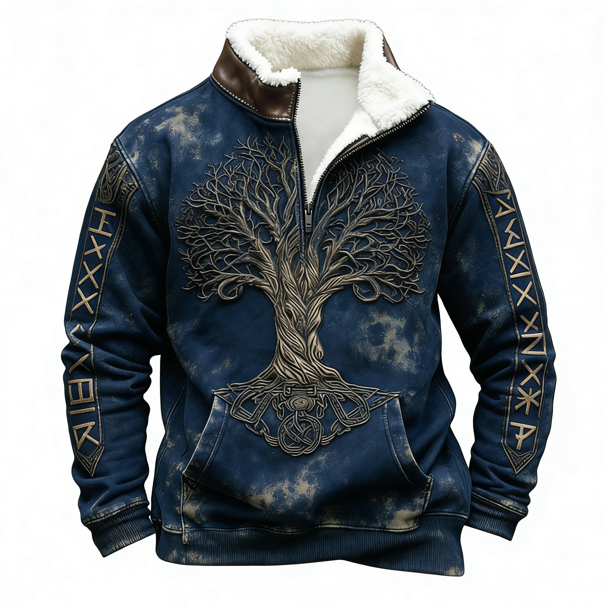 Norse Winter Viking Sherpa Half-Zip Fleece - NorseKin detail view 5