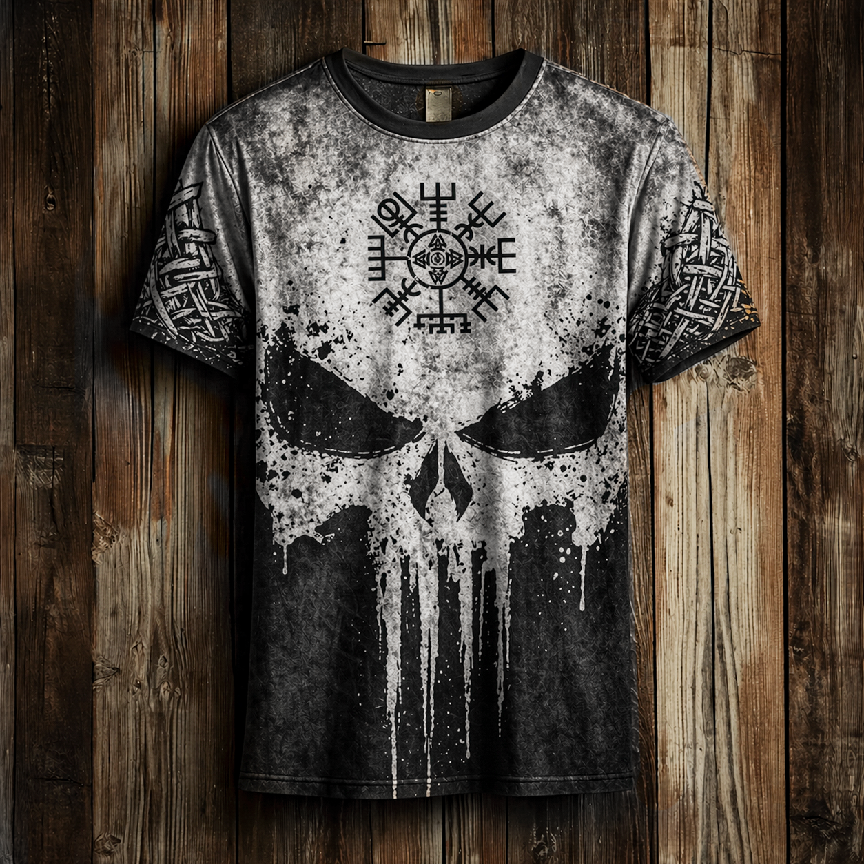 Vegvisir Distressed T-Shirt - NorseKin front view