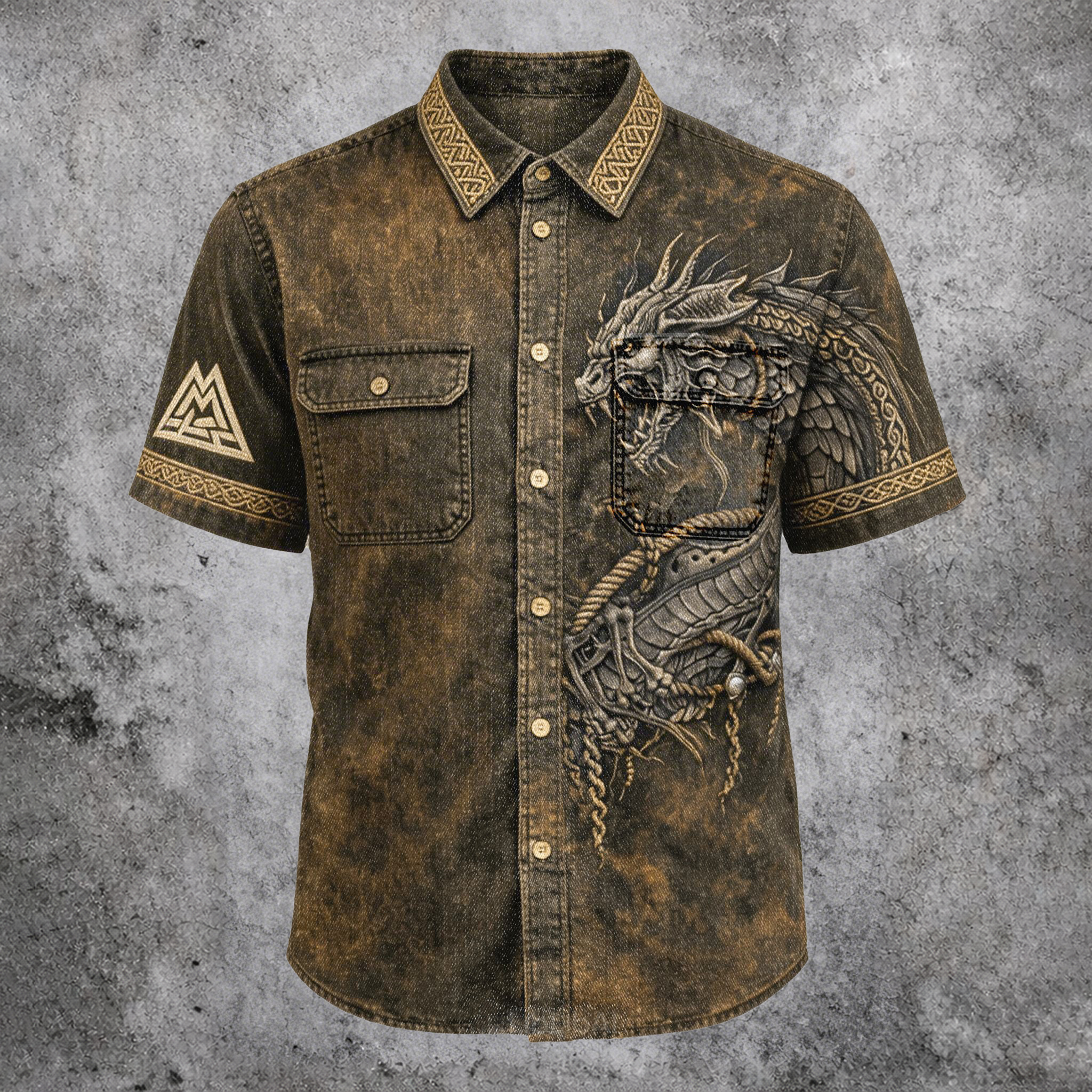 Dragon Distressed Shirt - NorseKin front view