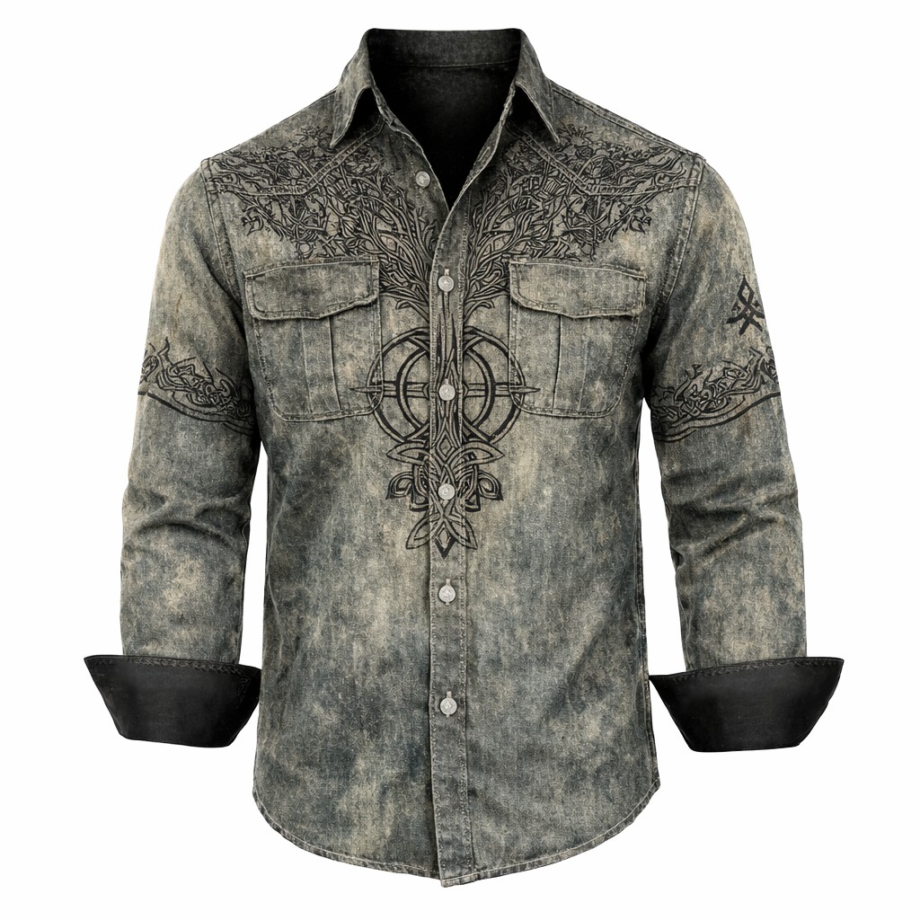 Celtic Knot Grey Shirt - NorseKin detail view 3