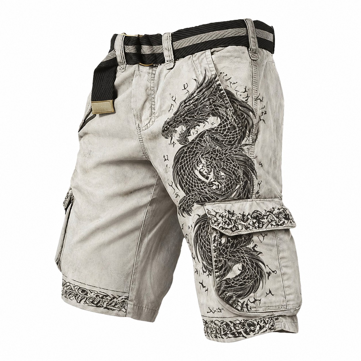 Dragon Light Grey Cargo Shorts