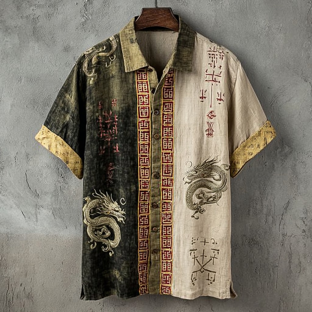 Dragon Red Button-Down Shirt - NorseKin front view
