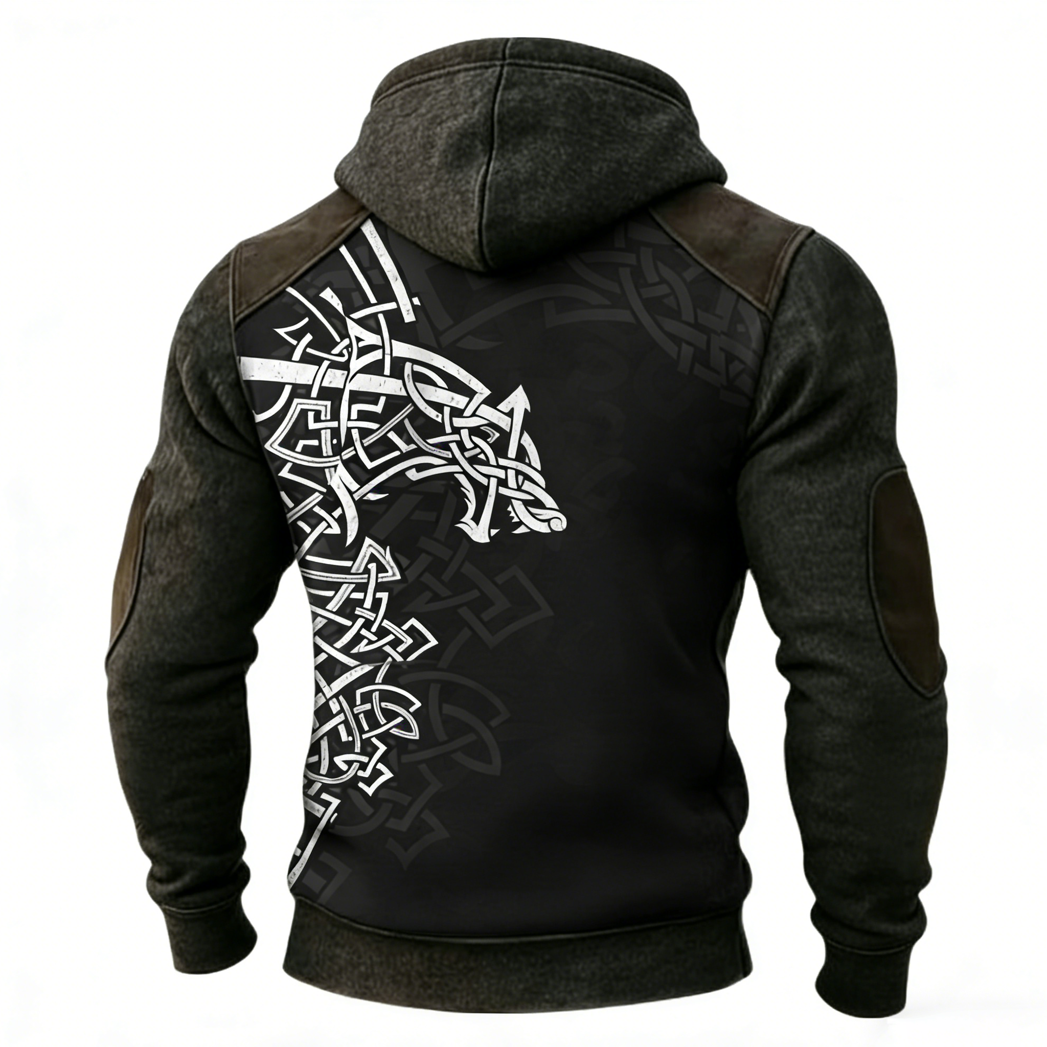 Wolf & Vegvisir Graphic Pullover Hoodie - NorseKin detail view 3