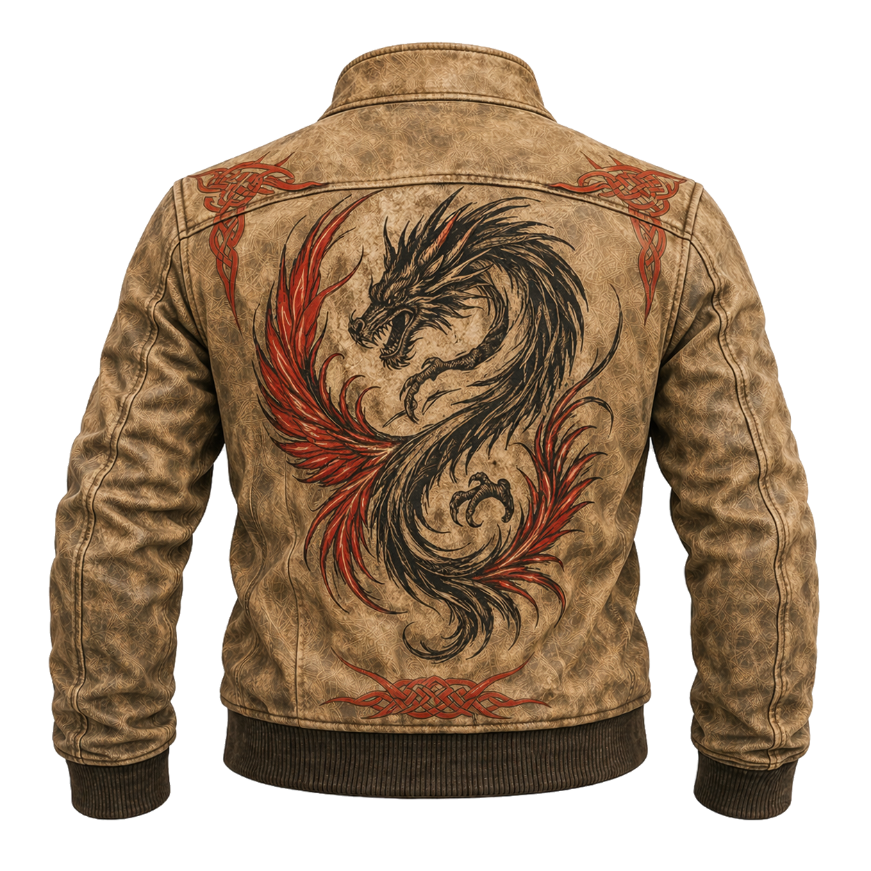 Dragon Distressed Jacket - NorseKin detail view 2