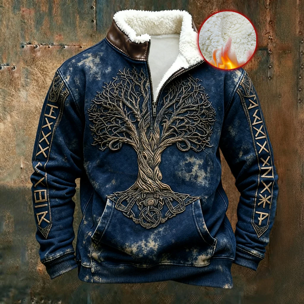 Norse Winter Viking Sherpa Half-Zip Fleece - NorseKin front view