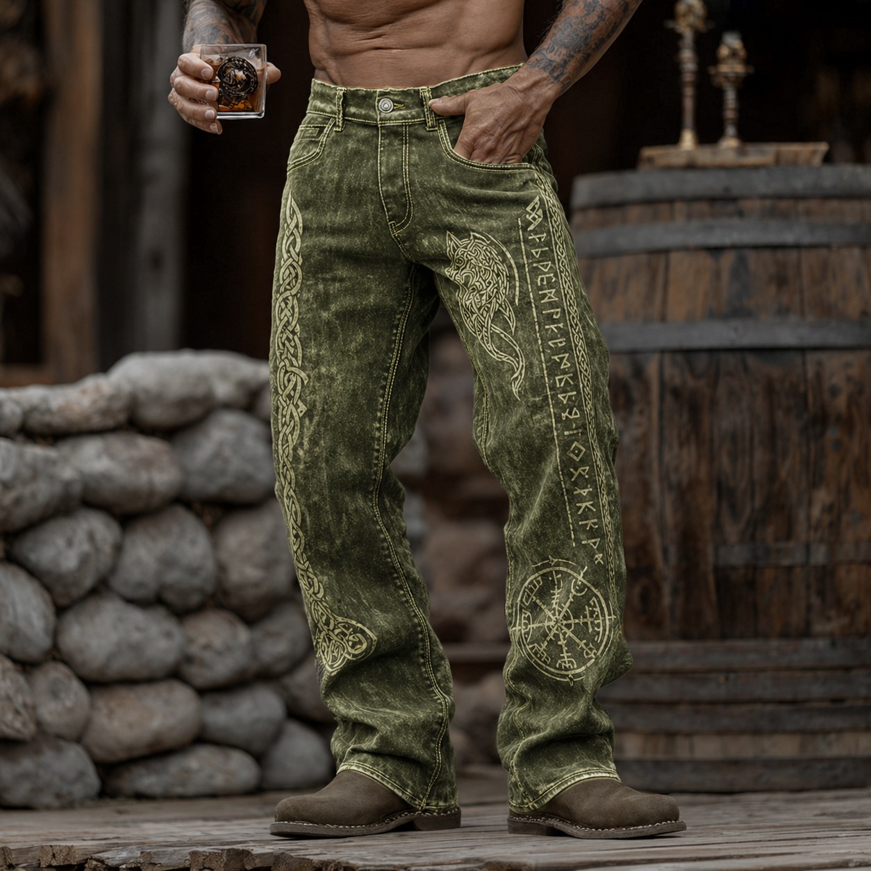 Celtic Knot Green Pants - NorseKin detail view 2
