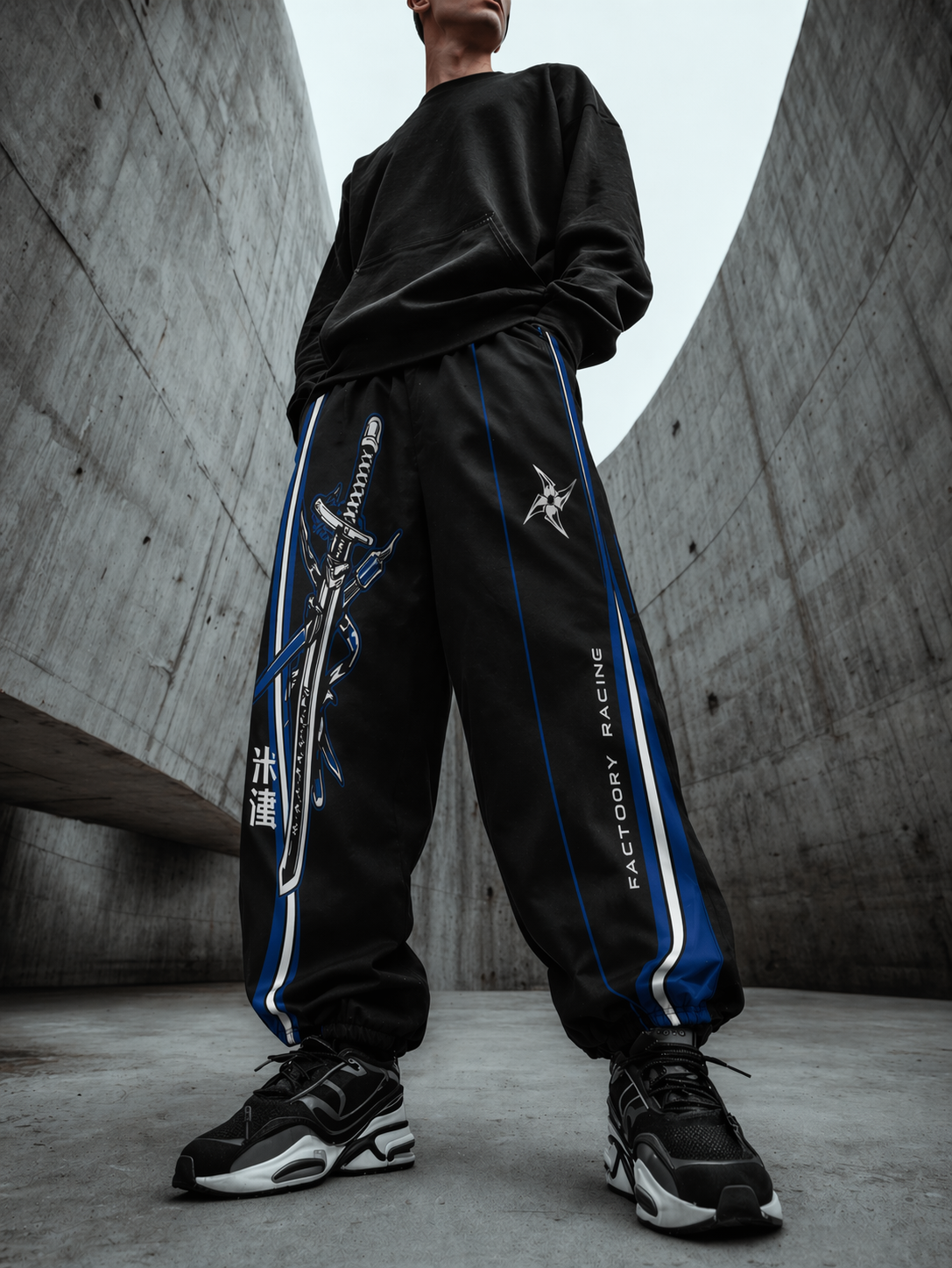 Techwear Blue Jogger Pants - NorseKin front view