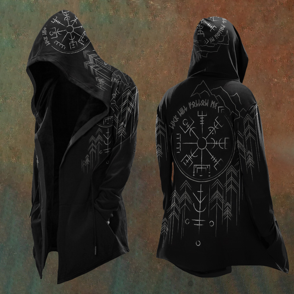 Viking Mythology Totem Graphic Hooded Coat - NorseKin detail view 2