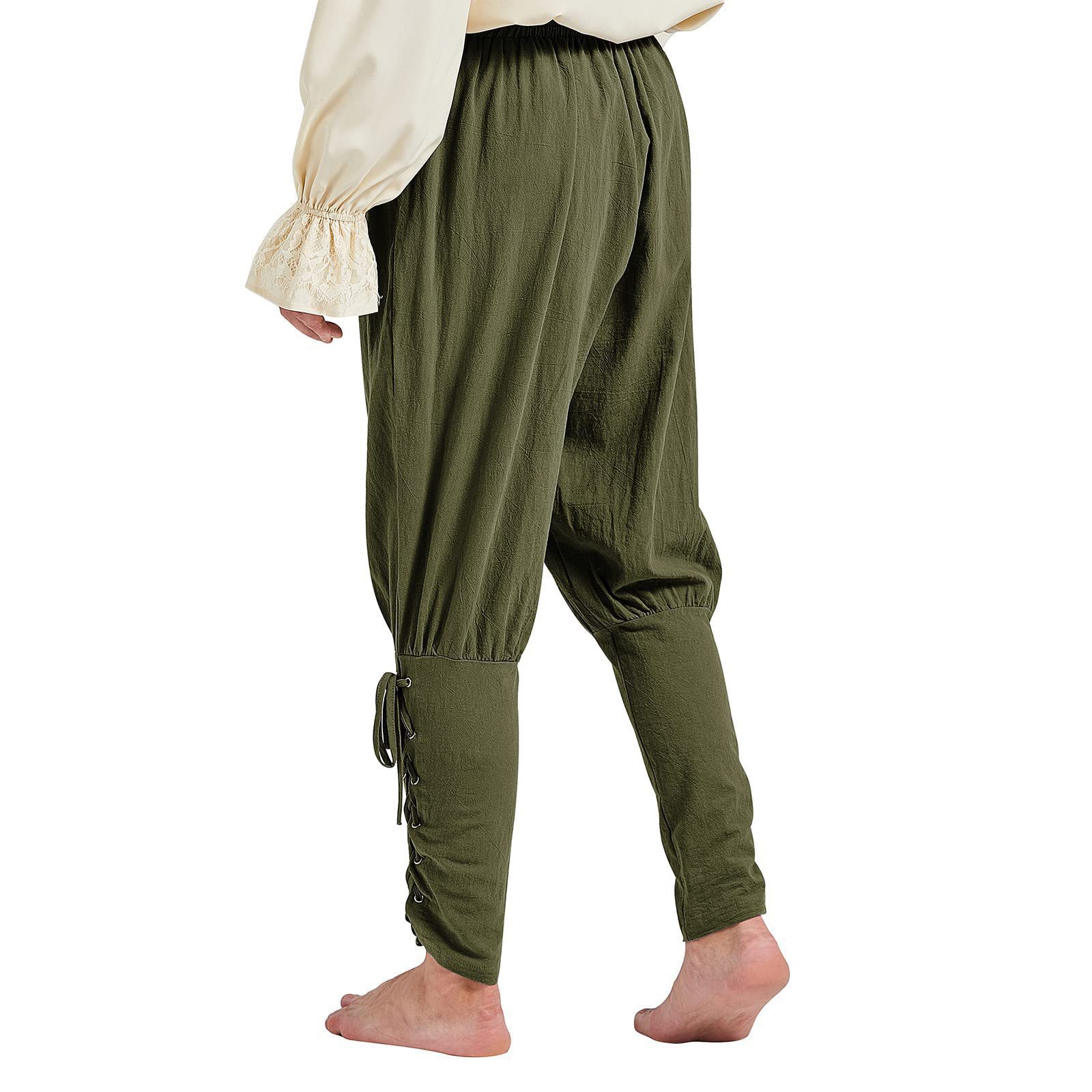 Medieval Lace-Up Khaki Trousers - NorseKin detail view 5