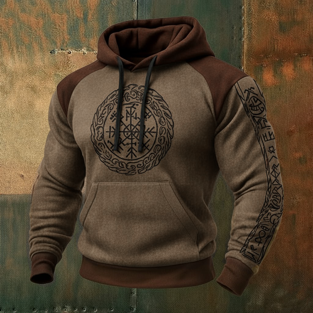 Vegvisir Compass Graphic Pullover Hoodie - NorseKin detail view 7