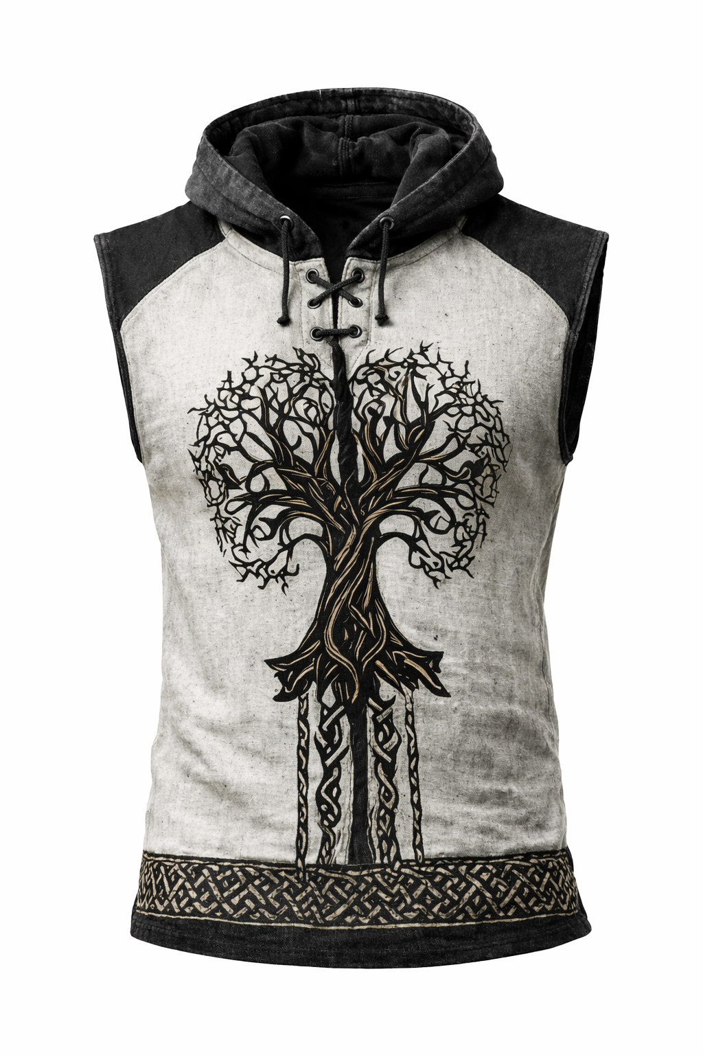 Yggdrasil Textured Hooded Vest - NorseKin detail view 2
