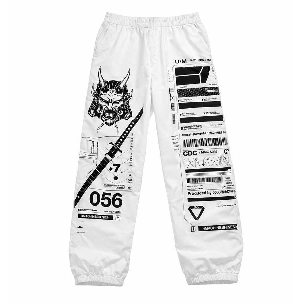 Techwear White Cargo Pants - NorseKin detail view 2