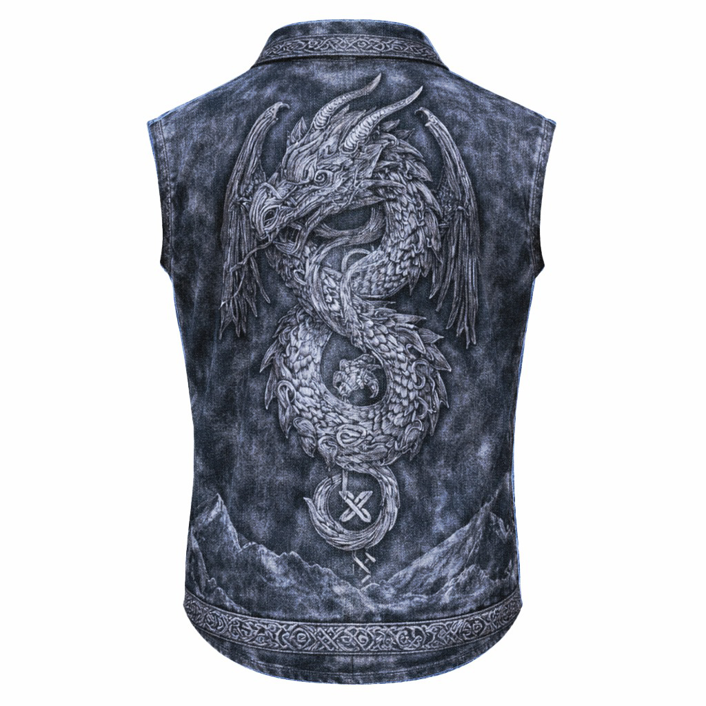 Dragon Brown Sleeveless Shirt - NorseKin detail view 3