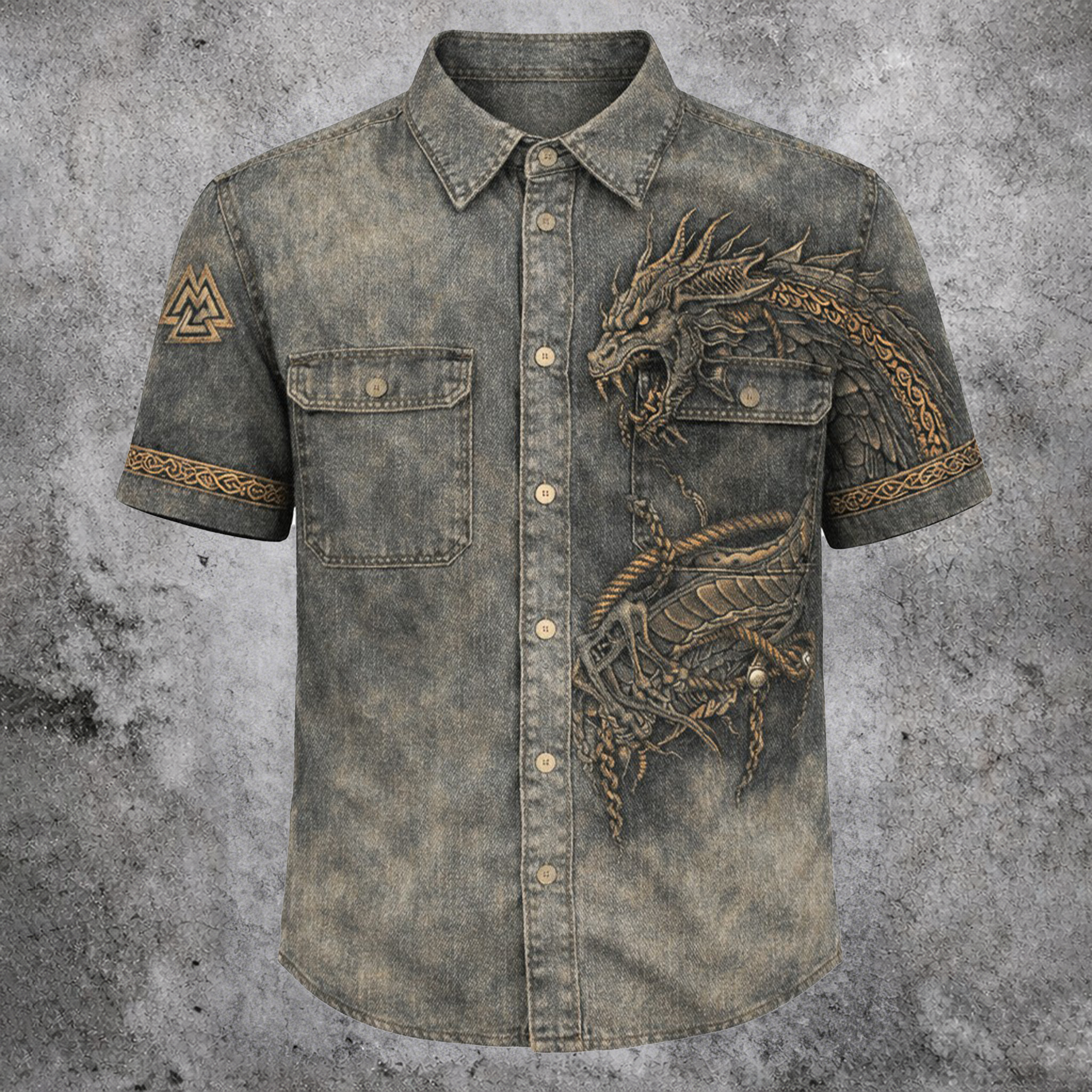Dragon Distressed Shirt - NorseKin detail view 2