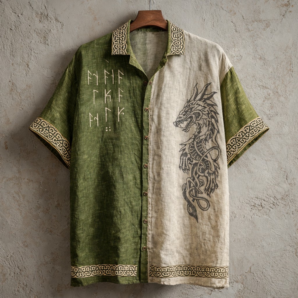 Dragon Button-Down Shirt - NorseKin front view