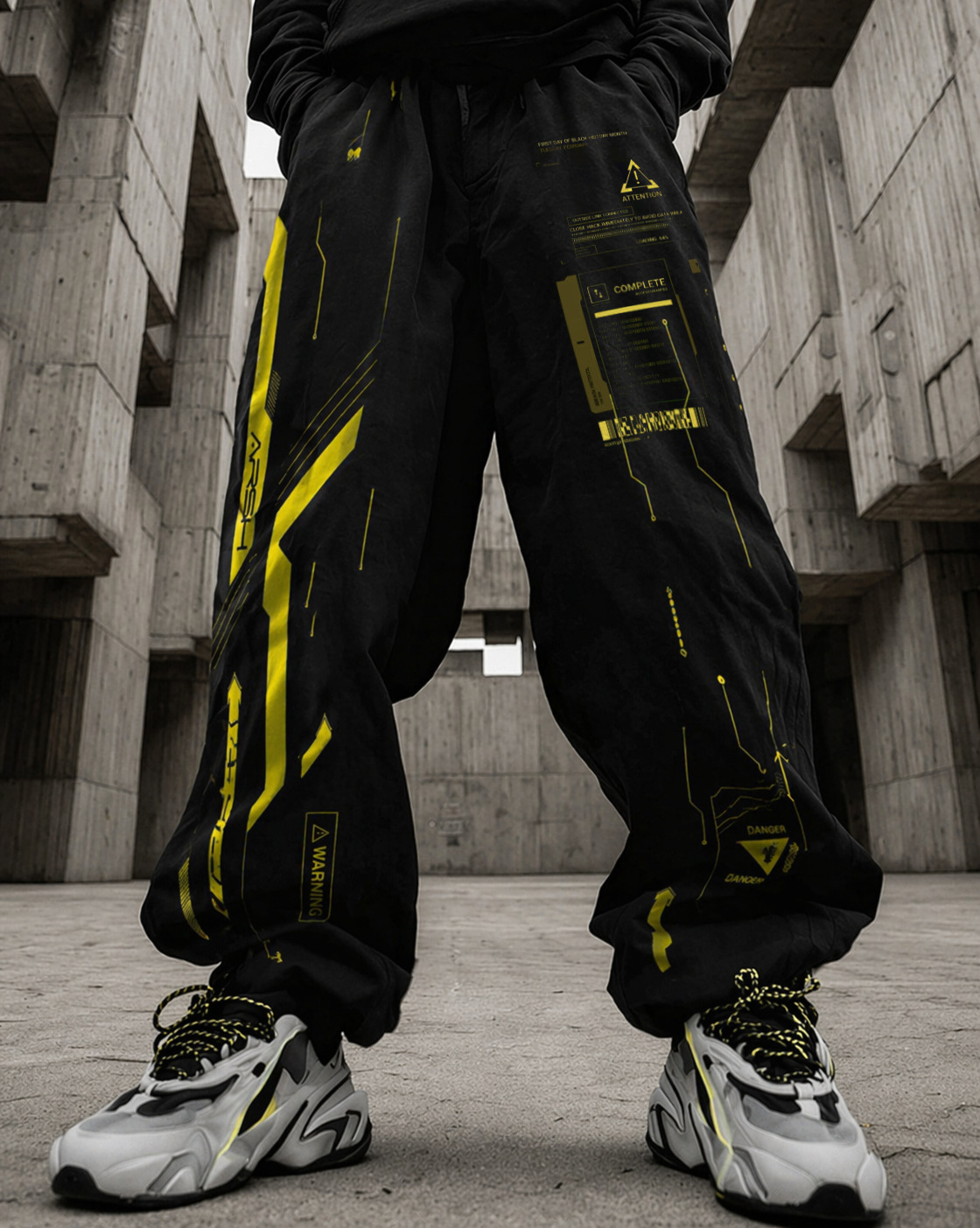 Techwear Black Jogger Pants - NorseKin front view