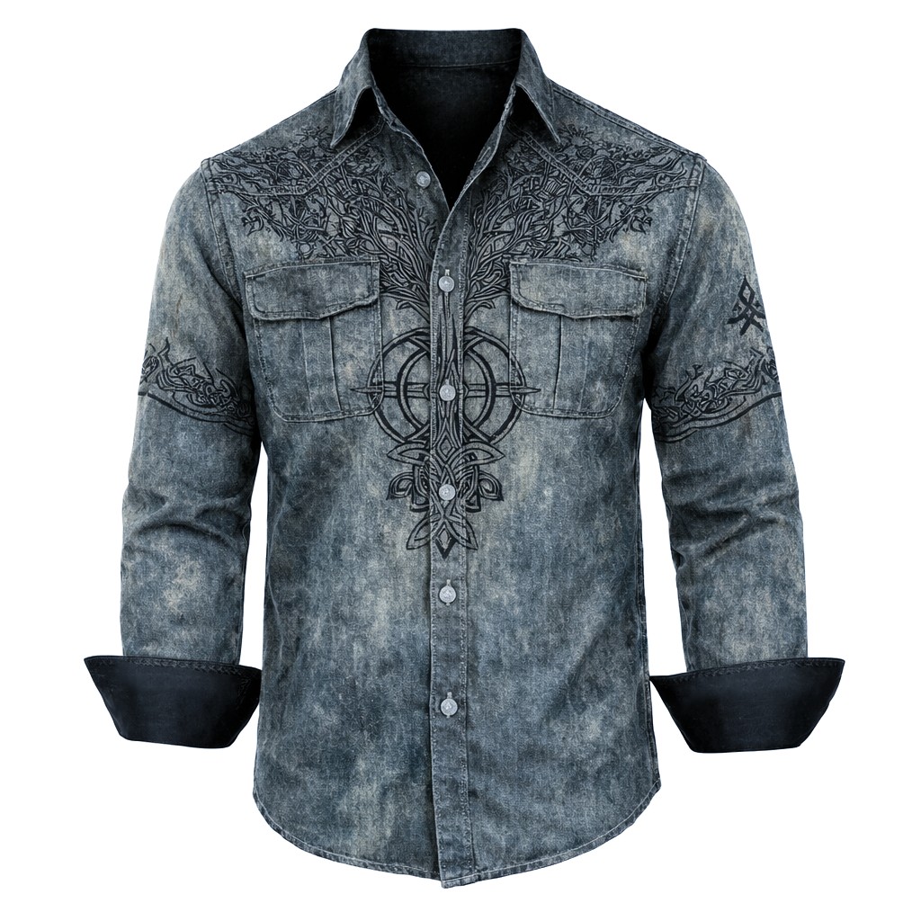 Celtic Knot Grey Shirt - NorseKin detail view 4
