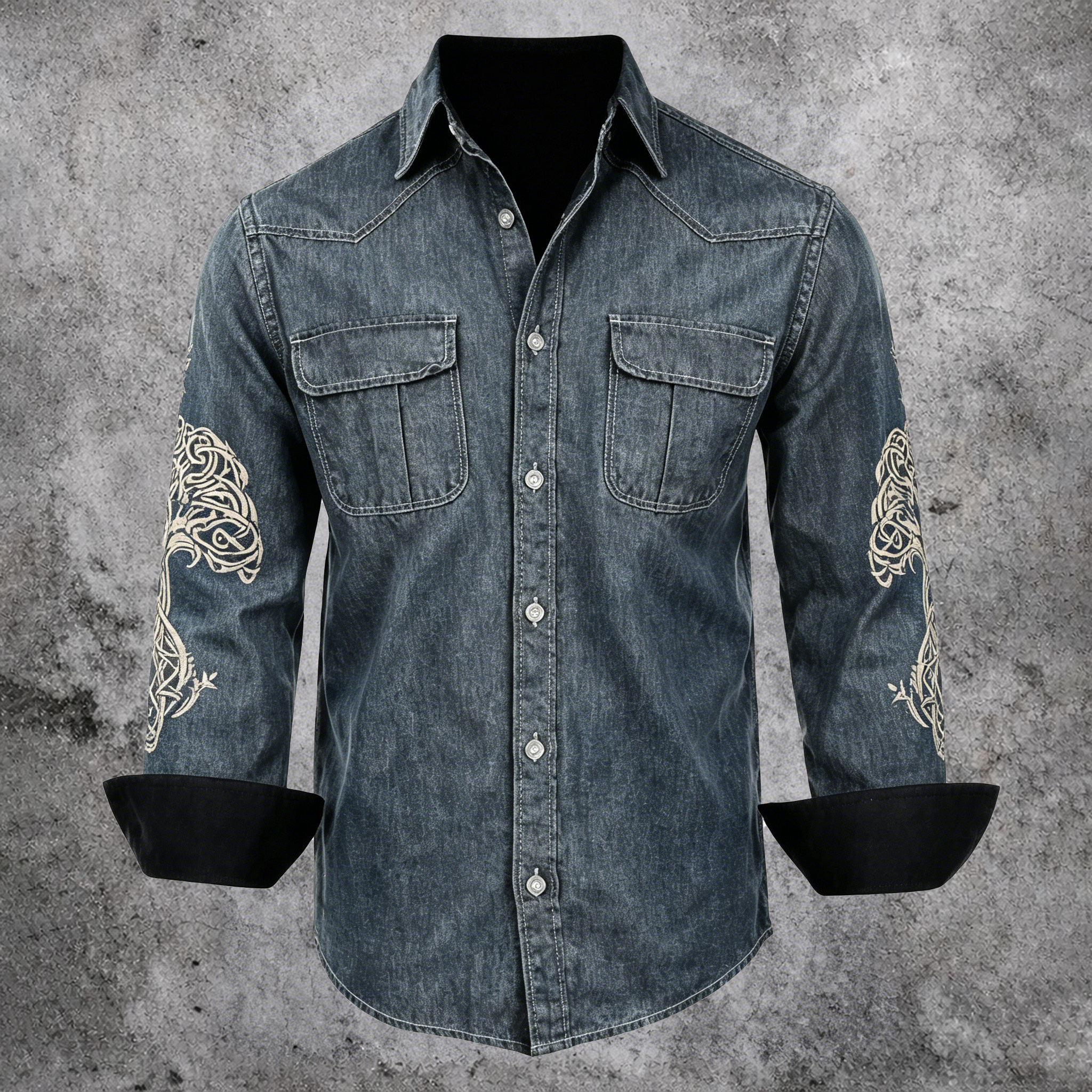 Celtic Knot Denim Pocket Shirt - NorseKin detail view 2