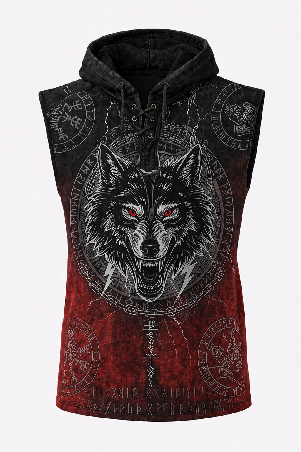 Wolf Textured Hooded Vest - NorseKin detail view 2