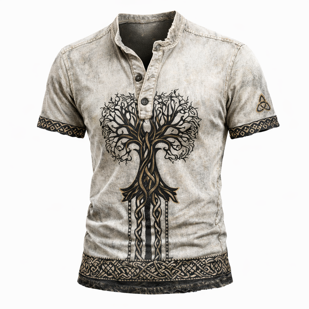 Celtic Knot Henley Shirt - NorseKin detail view 2