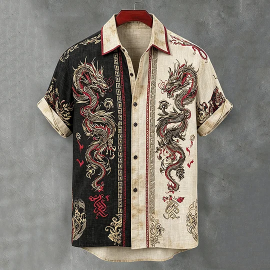 Dragon Button-Down Shirt - NorseKin front view