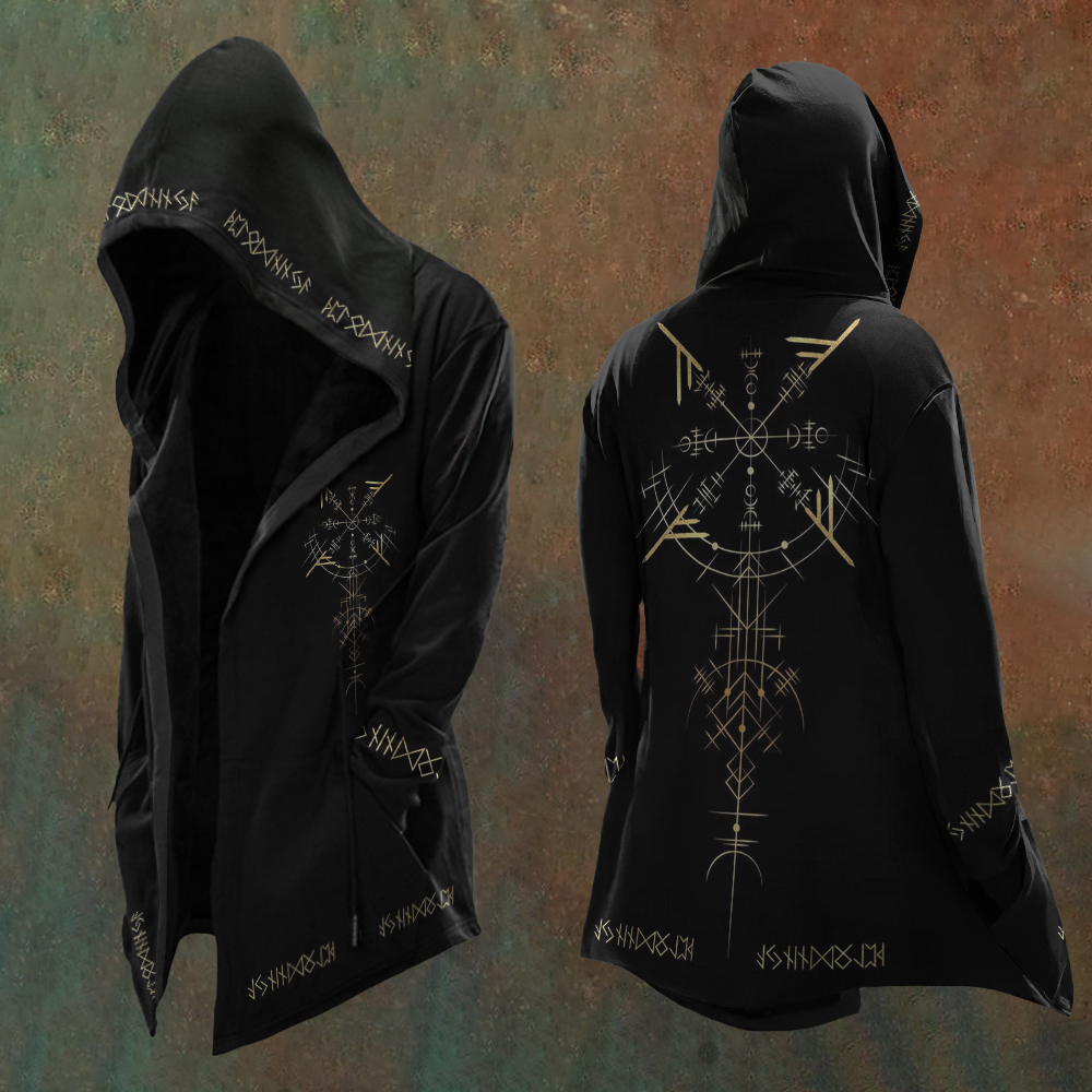 Viking Tribal Totem Emblem Hooded Coat - NorseKin detail view 2