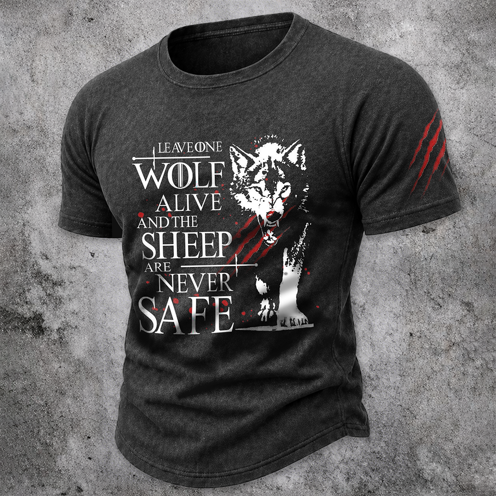 Wolf Dark Grey Graphic T-Shirt - NorseKin detail view 2