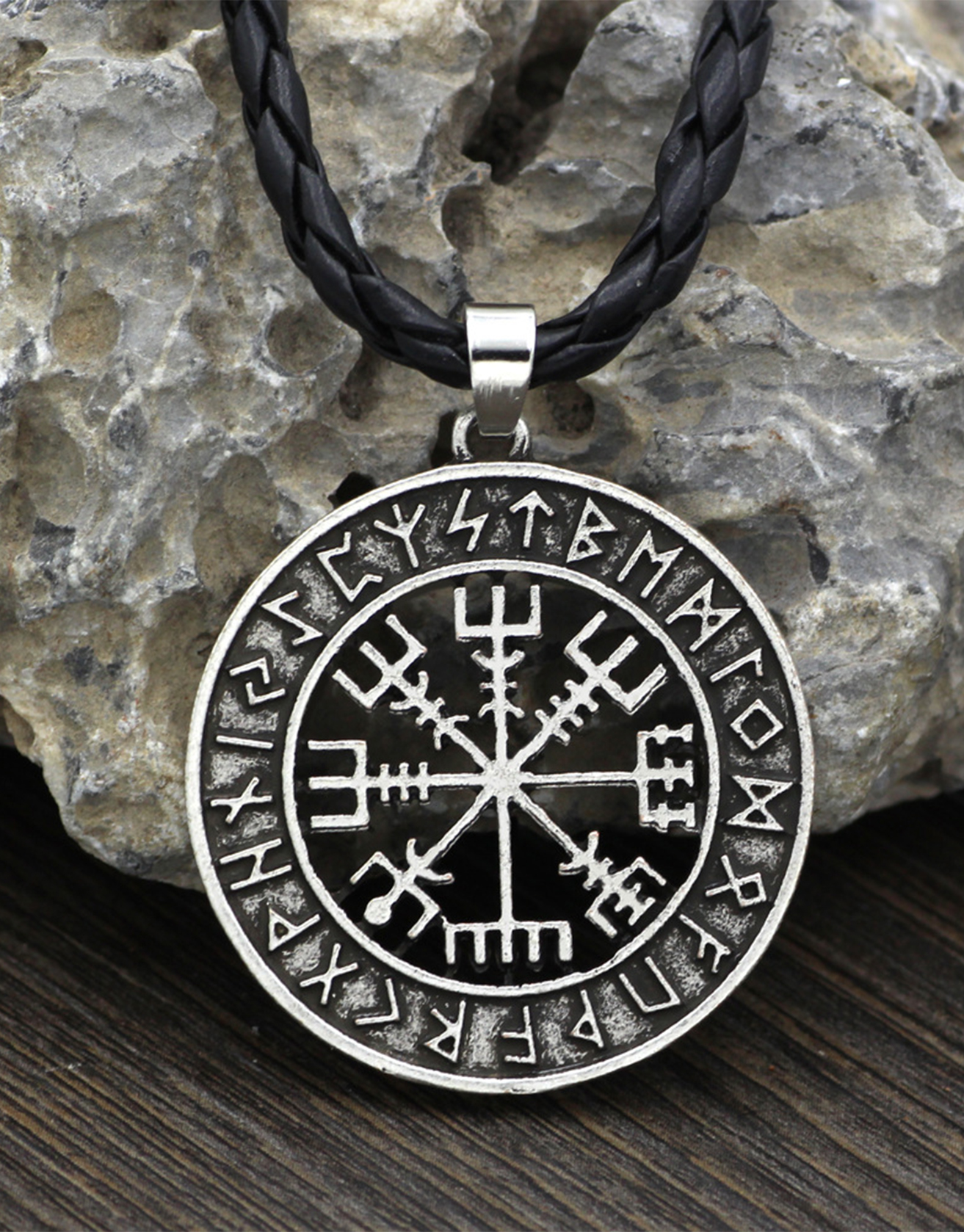 Odin Norse Compass Pendant Necklace - NorseKin front view