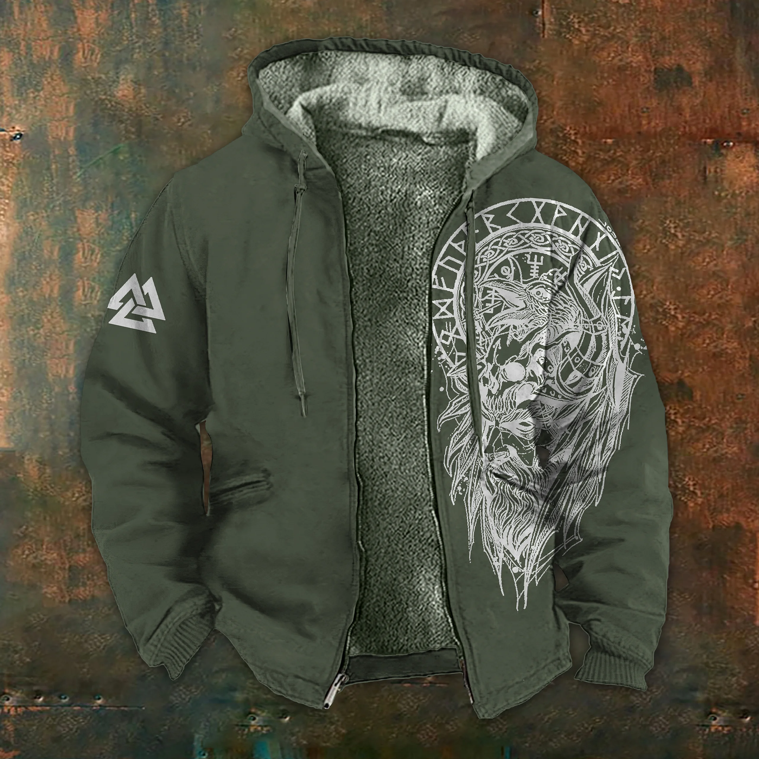 Viking Totem Full-Zip Sweatshirt - NorseKin detail view 5