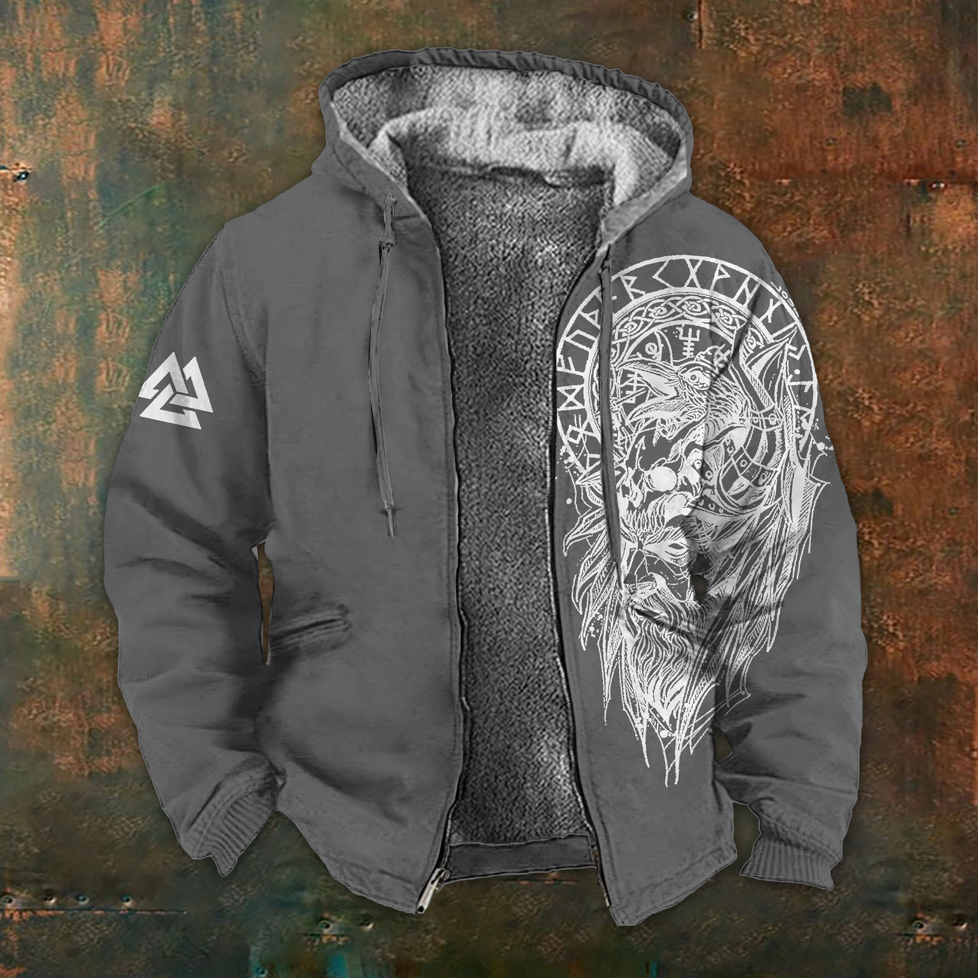 Viking Totem Full-Zip Sweatshirt - NorseKin detail view 3