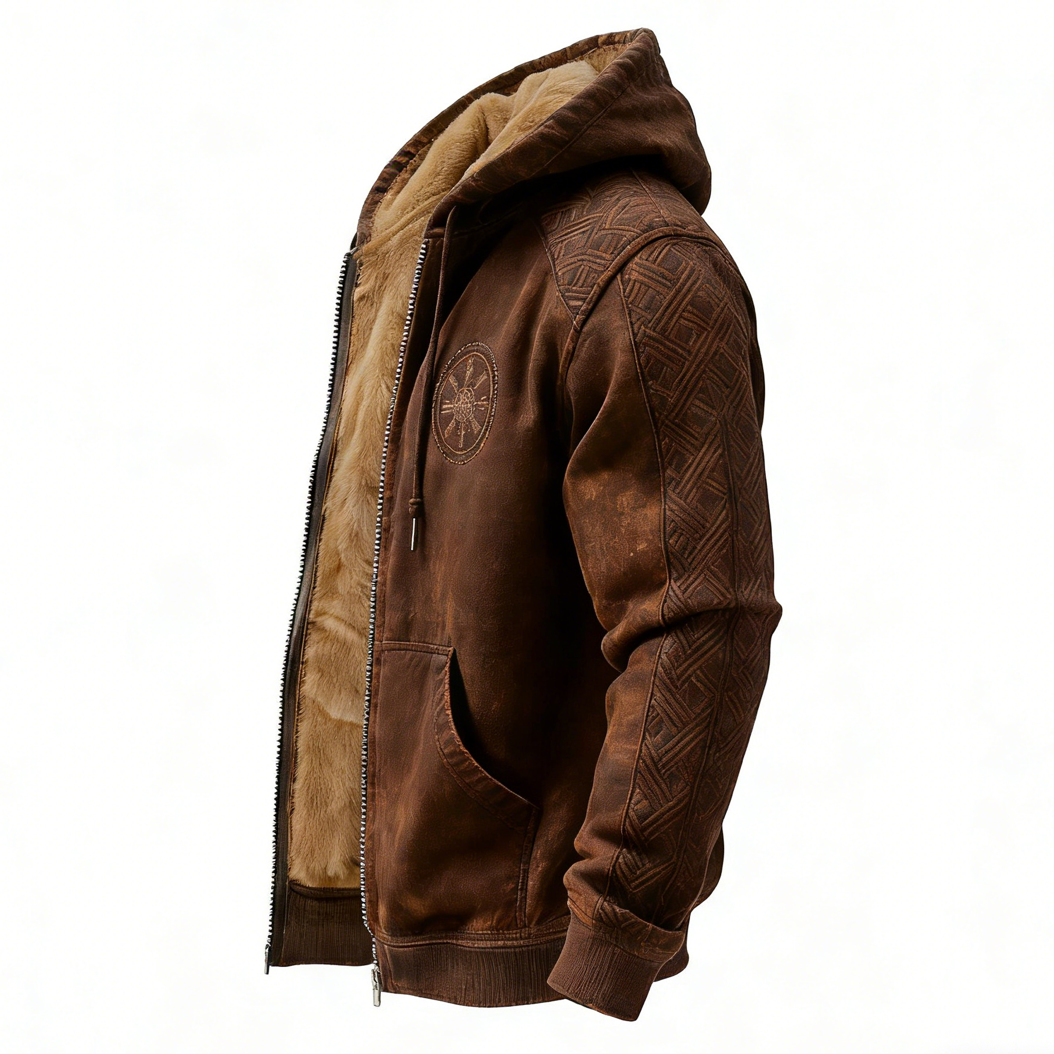 Norse Rune Fleece Full-Zip Hoodie - NorseKin detail view 8