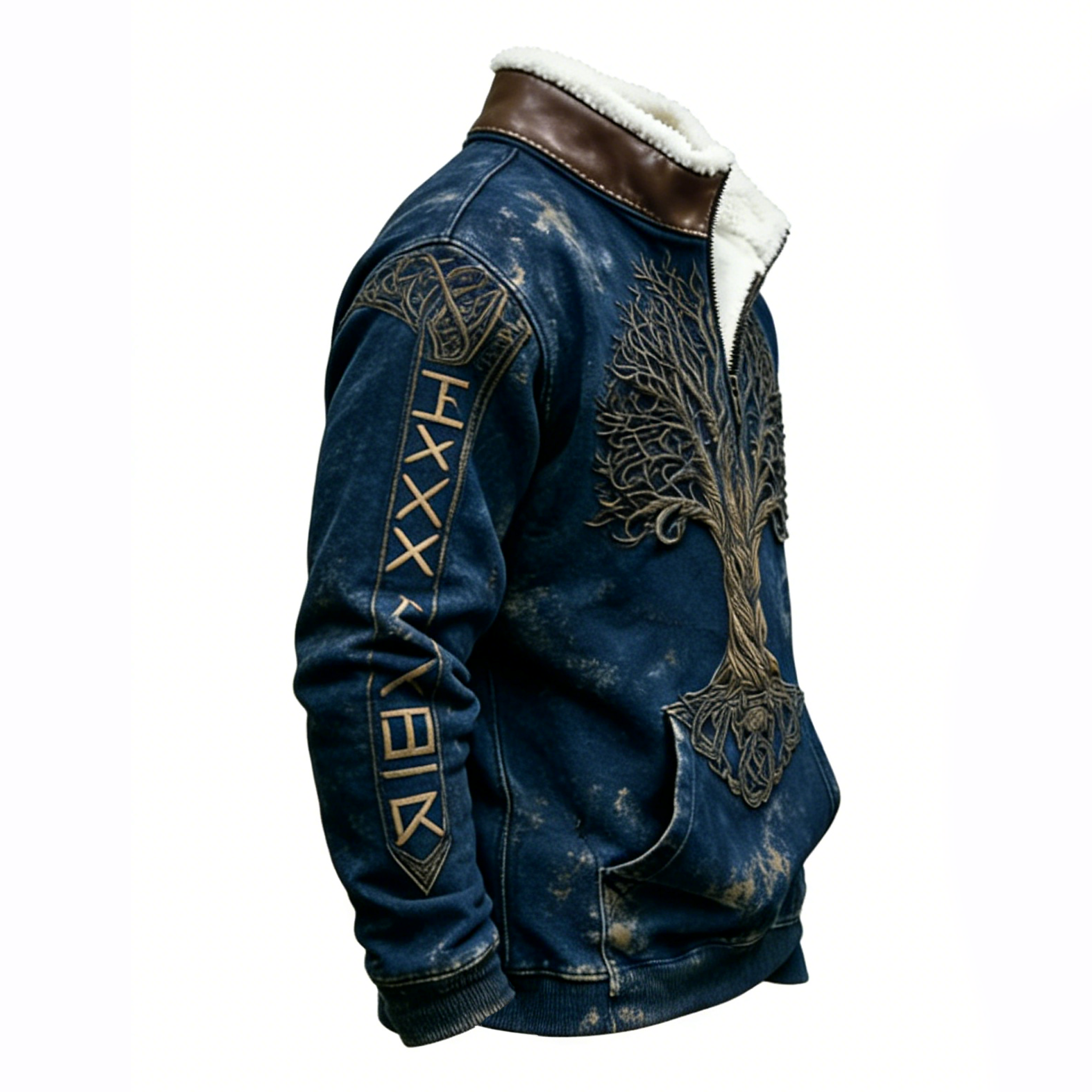 Norse Winter Viking Sherpa Half-Zip Fleece - NorseKin detail view 3