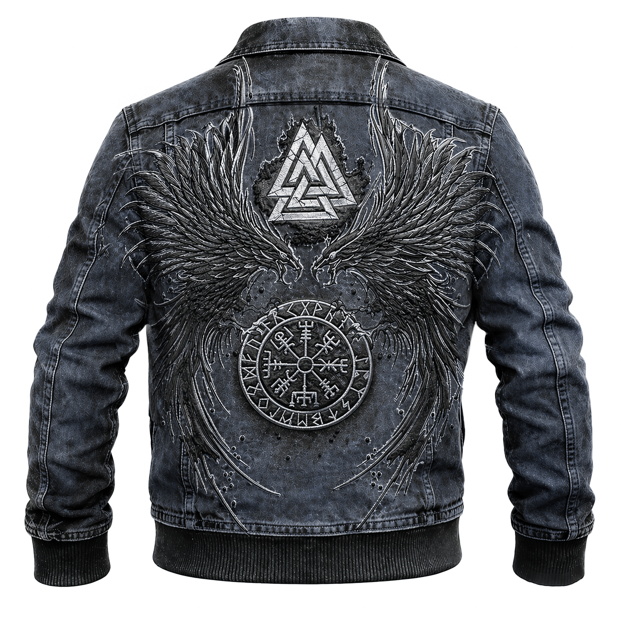 Brown Denim Jacket - Distressed - NorseKin detail view 3