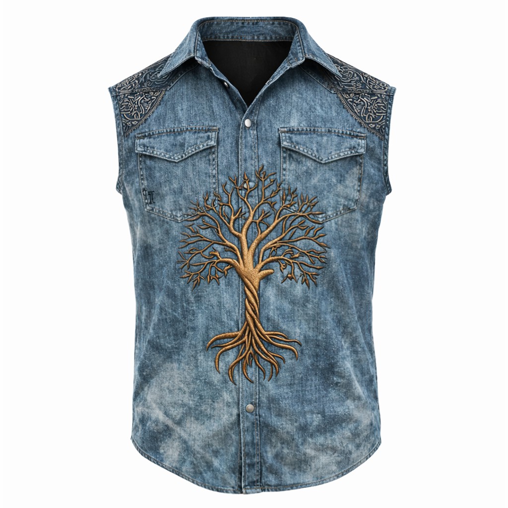 Celtic Knot Distressed Sleeveless Shirt - NorseKin front view