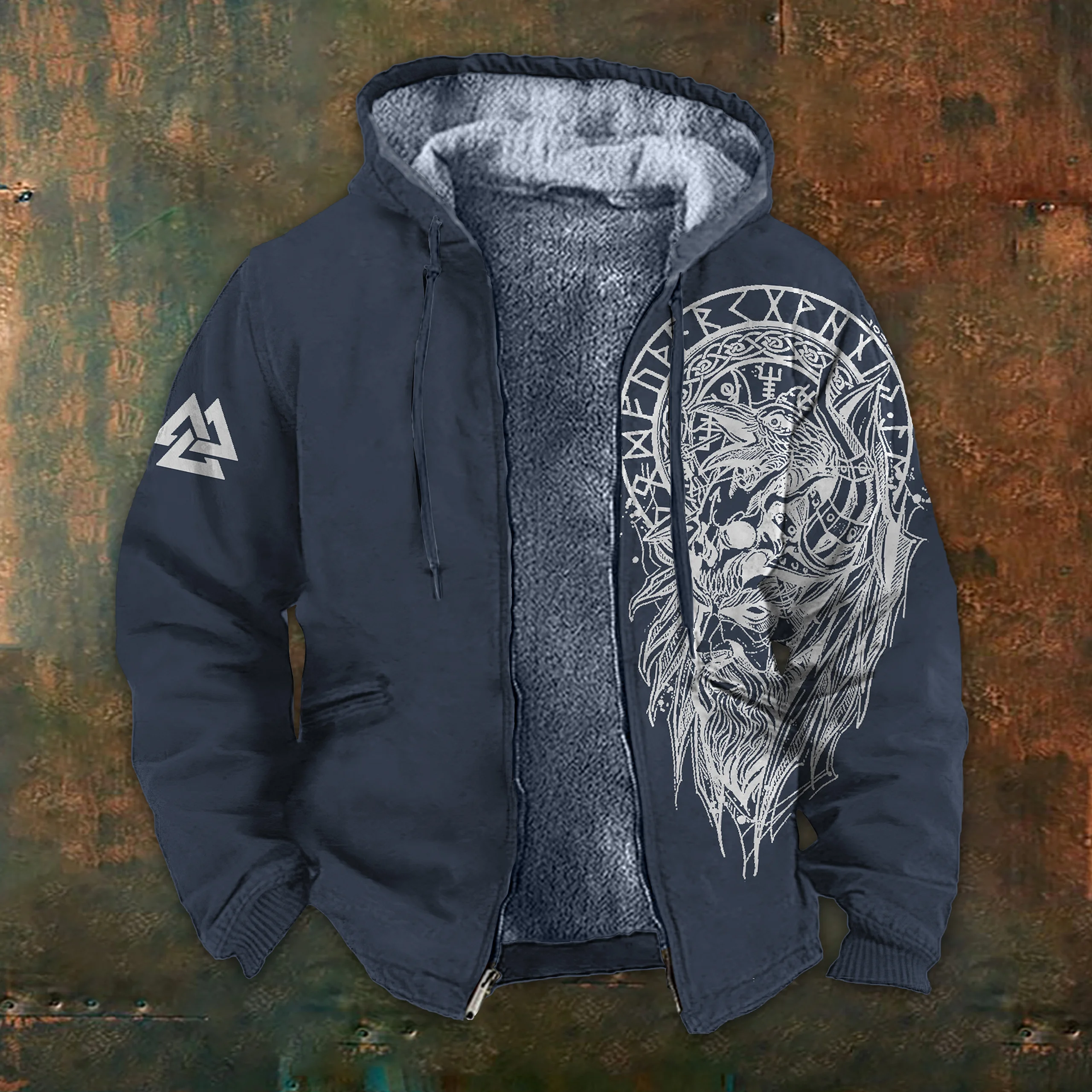 Viking Totem Full-Zip Sweatshirt - NorseKin detail view 6