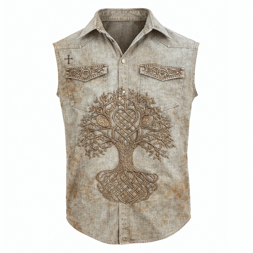Celtic Knot Red Sleeveless Shirt - NorseKin front view