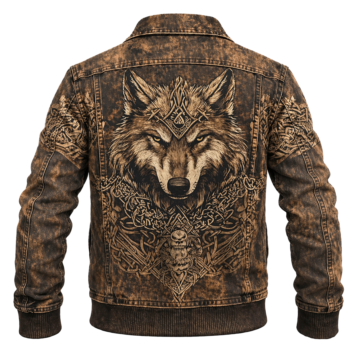 Wolf Brown Denim Jacket - NorseKin detail view 4