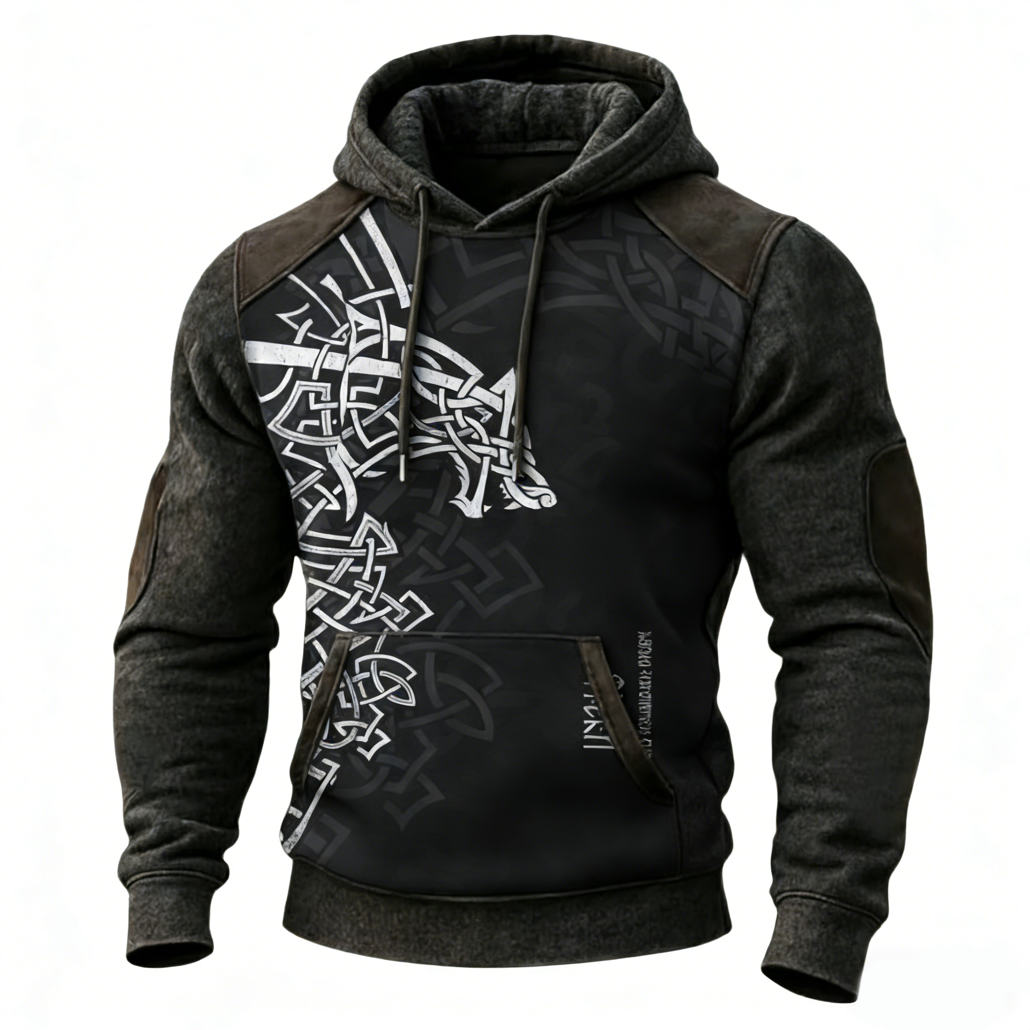 Wolf & Vegvisir Graphic Pullover Hoodie - NorseKin detail view 4