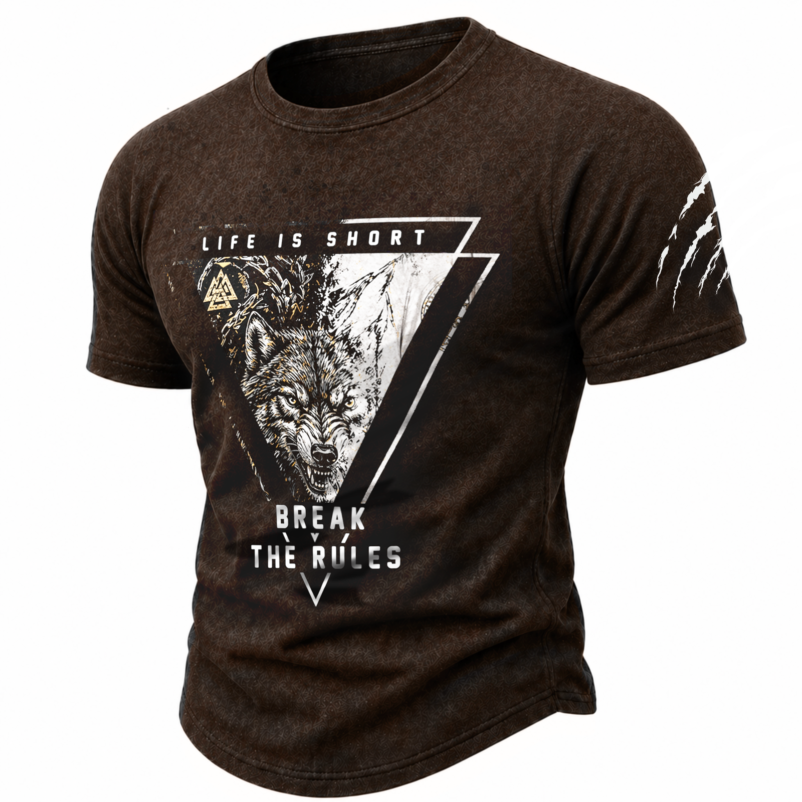 Wolf Brown T-Shirt - NorseKin front view