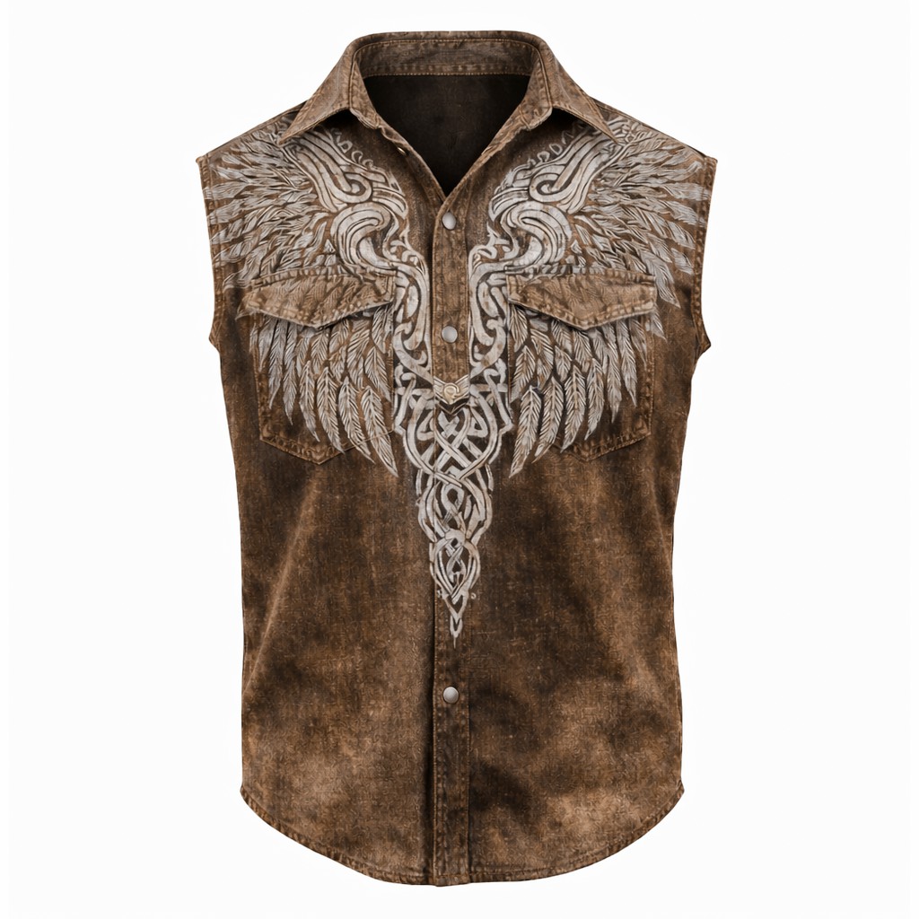 Celtic Knot Brown Sleeveless Shirt - NorseKin front view