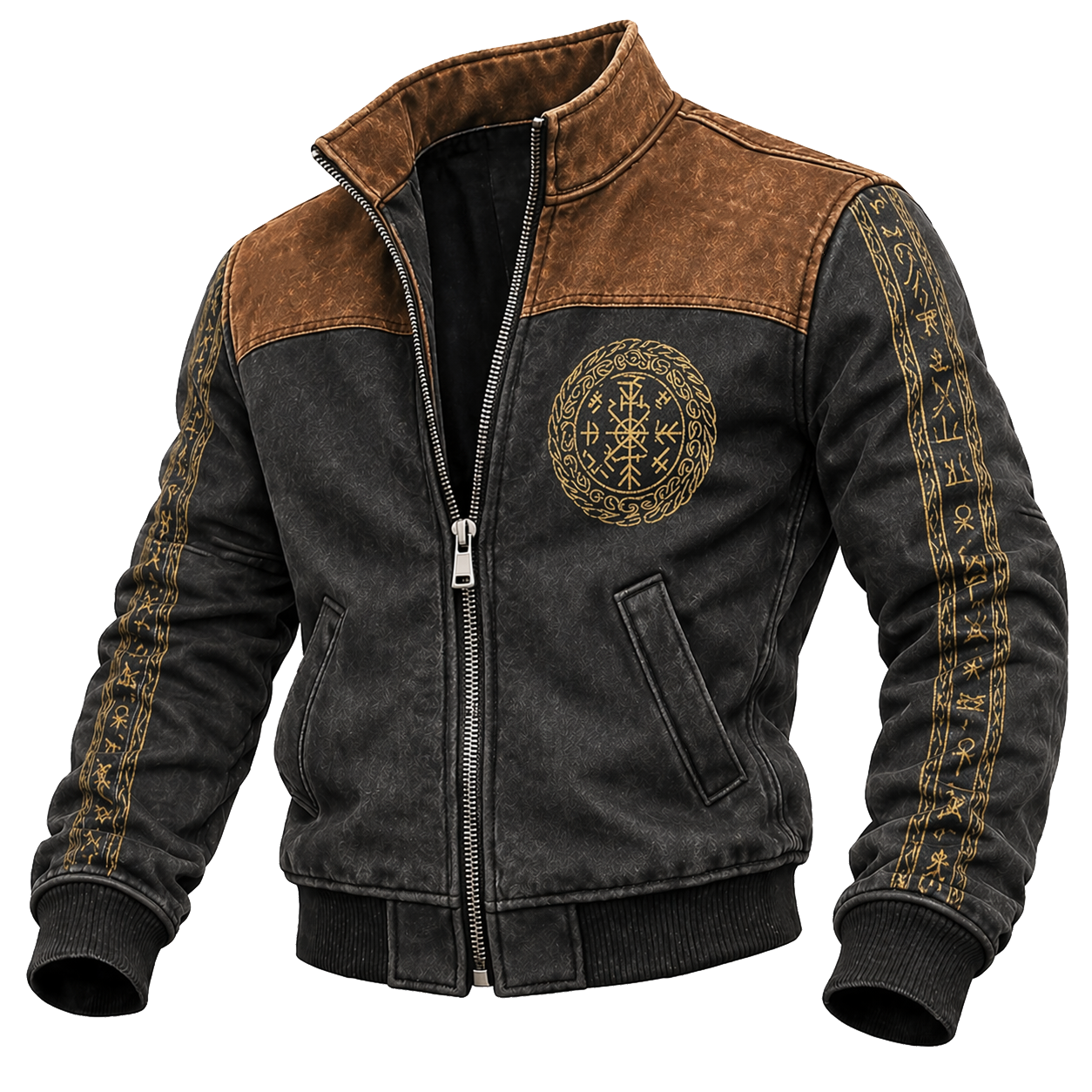 Brown Denim Jacket - NorseKin front view
