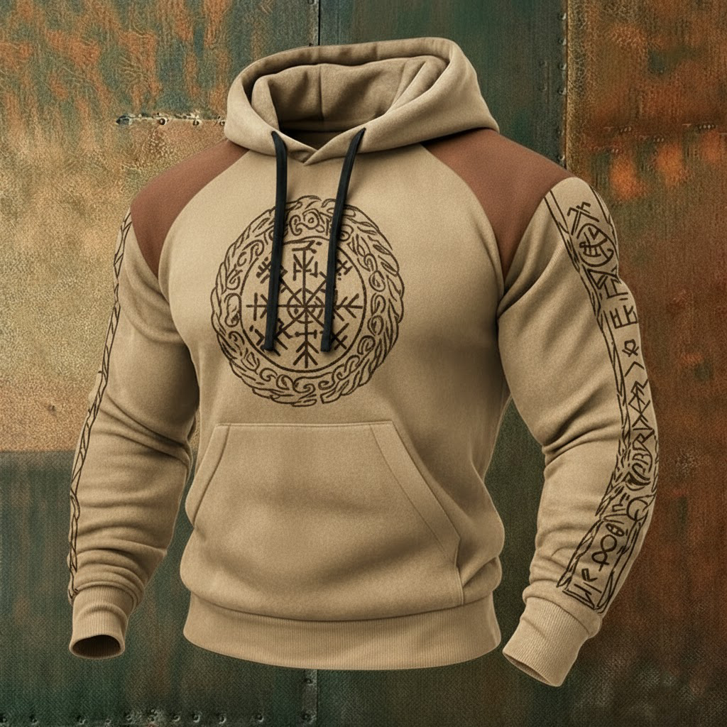 Vegvisir Compass Graphic Pullover Hoodie - NorseKin detail view 6